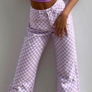 Tiger Mist Purple Checkered Flare Pants